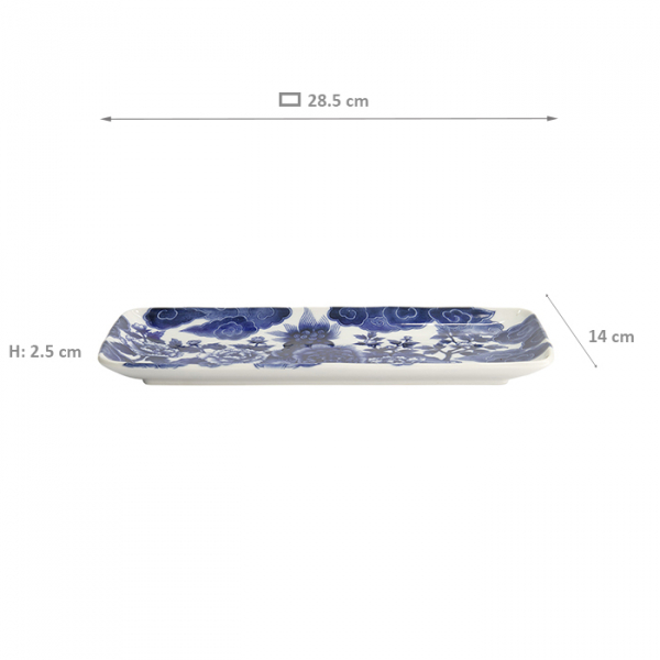 TDS, Plate, Japonism, Blue, 28.5 x 14 x 2.5 cm, Lion - Item No: 18770