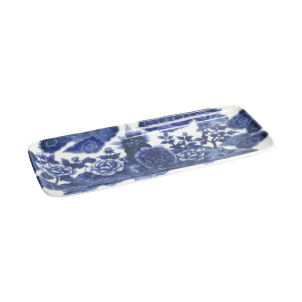 Servierplatte Japonism Lion Blau/Weiß, Porzellan, 28,5 × 14 × 2,5 cm, Art.-Nr. 18770