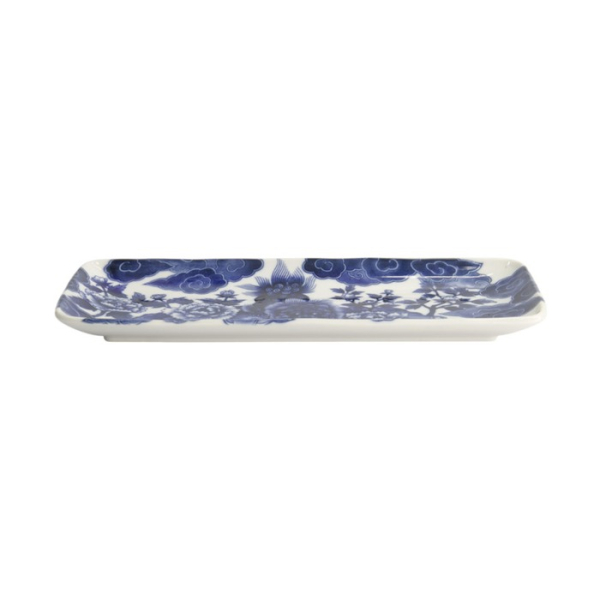 Servierplatte Japonism Lion Blau/Weiß, Porzellan, 28,5 × 14 × 2,5 cm, Art.-Nr. 18770