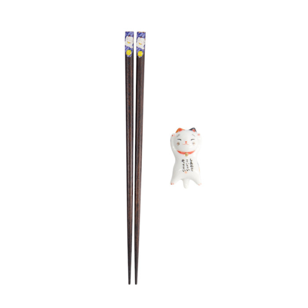 Chopsticks including Rest, Giftset, Lucky Cat, 23.5 cm - Item No. 18877