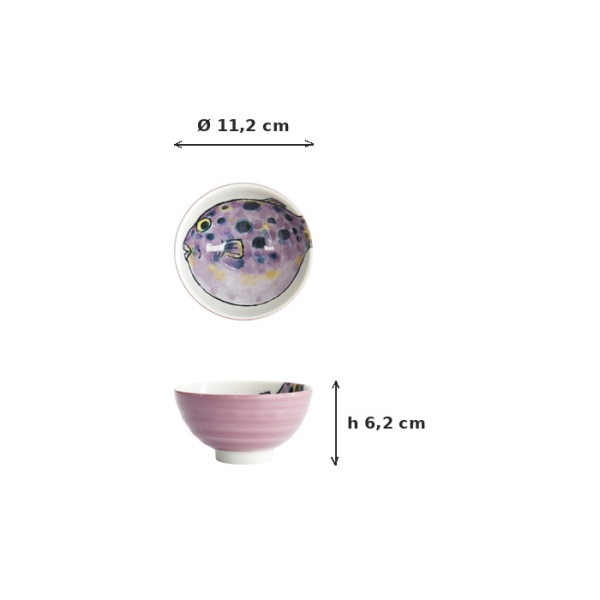 Bowl Seafood Blowfish Fugu Purple, Porcelain, Ø 11.2 × 6.2 cm, 300 ml, Item No. 18882