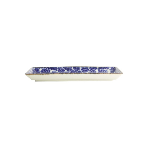 Sushi Plate Ohuke Dahlia Blue/White, Porcelain, 23 × 11.5 cm, Item No. 18886