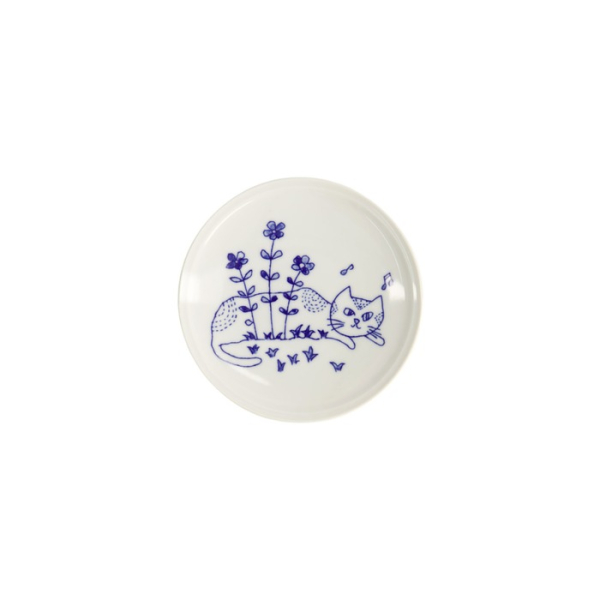 Plate Neko Maruke Blue/White, Porcelain, Ø 14.3 × 1.8 cm, Item No. 18969