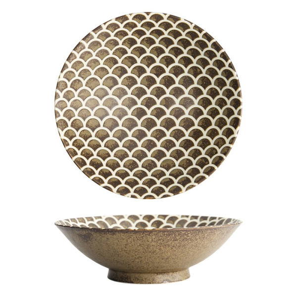 Tokyo Design Studio Salatschüssel Iga Matte Mermaid Braun, Steinzeug, Ø 25 × 7,4 cm, 1,4 l