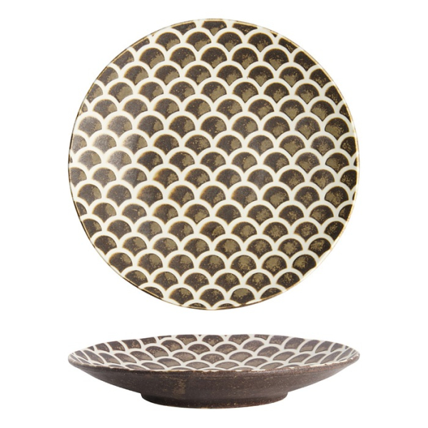 Tokyo Design Studio Teller Iga Matte Mermaid Braun, Steinzeug, Ø 25 × 3,7 cm