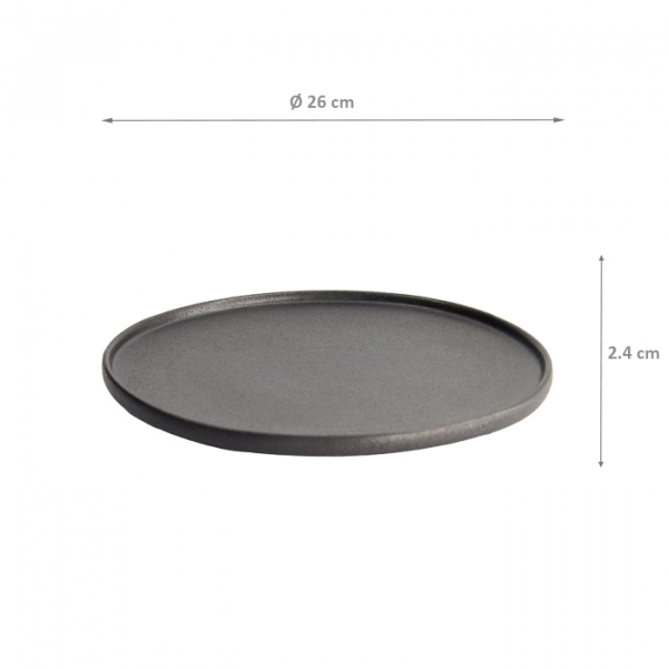 Ø 26x2.4cm Yuzu Black Round Plate with Rim  at g-HoReCa (picture 7 of 7)