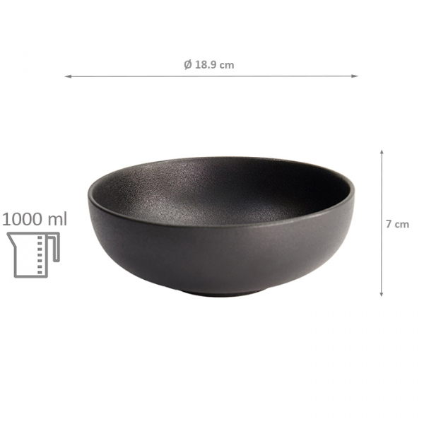 Ø 18.9x7cm 1000ml Yuzu Black Round Bowl at g-HoReCa (picture 6 of 6)