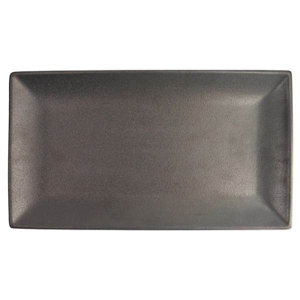 TDS, Yuzu Black Rect. Plate, 34.3x19.4x2.4cm, Item No. 20389