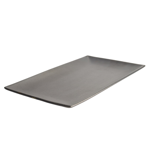 TDS, Yuzu Black Rect. Plate, 34.3x19.4x2.4cm, Item No. 20389