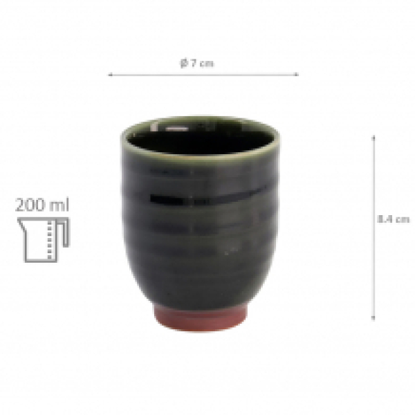 TDS, Tea cup, Yunomi Oribe, Ø 7x8.4cm 200ml, Item No. 20662