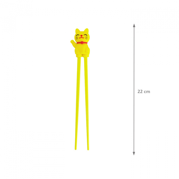 TDS, Kids-Chopsticks , Kitchenware, 22 cm, Lucky Cat, Yellow - Item No. 20726