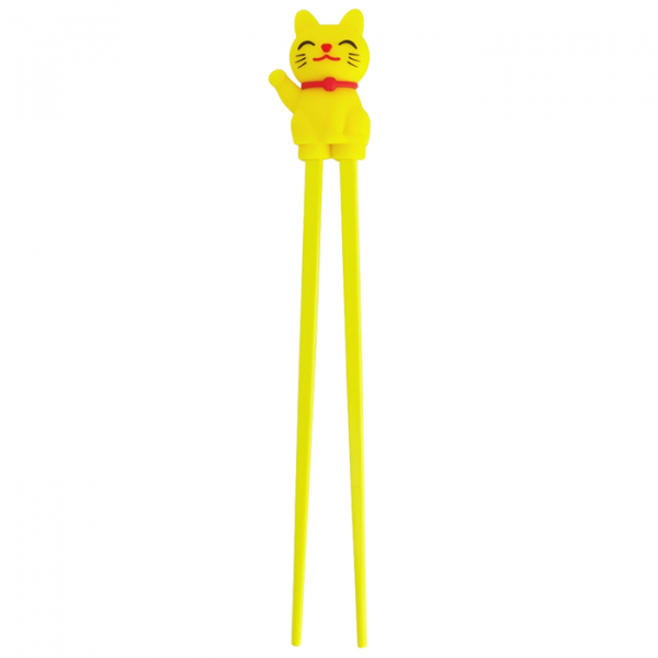 TDS, Kids-Chopsticks , Kitchenware, 22 cm, Lucky Cat, Yellow - Item No. 20726