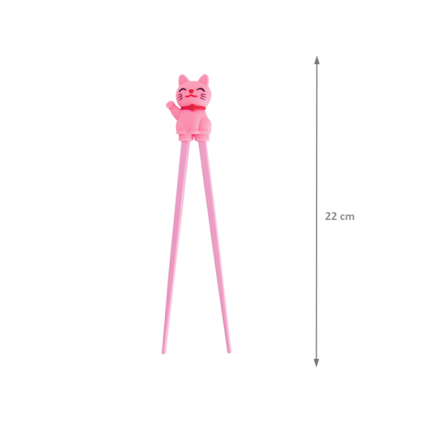 TDS, Kids-Chopsticks , Kitchenware, 22 cm, Lucky Cat, Pink - Item No. 20727