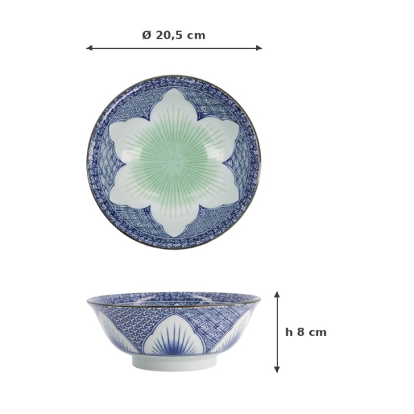 Ramenschale Lily Flower Blau, Porzellan, Ø 20,5 × 8 cm, 1,2 l, Art.-Nr. 20935