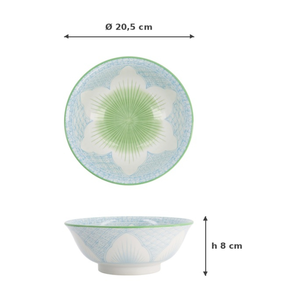 Ramenschale Lily Flower Hellblau, Porzellan, Ø 20,5 × 8 cm, 1,2 l, Art.-Nr. 20937