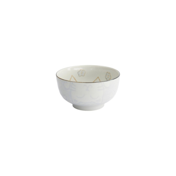Tayo Bowl Kawaii Cat Neko Blue, Porcelain, Ø 12.7 × 7 cm, 300 ml, Item No. 2094