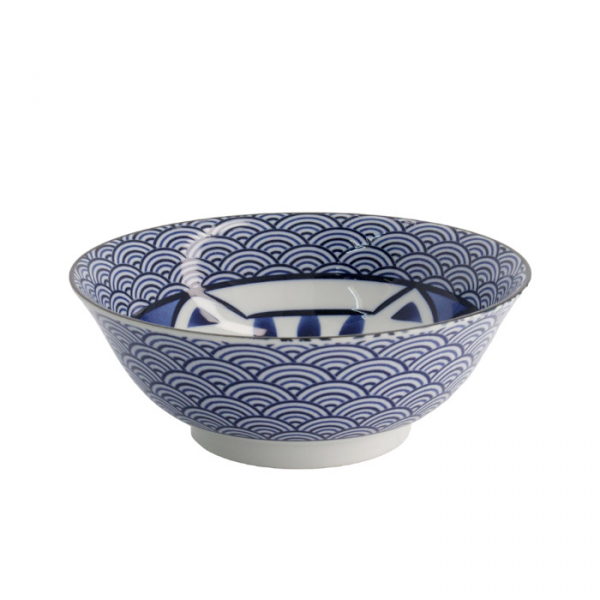 TDS, Ramen Bowl, Kawaii Lucky Cat, Blue, Ø 19.7x7 cm, 1000ml - Item No. 20952