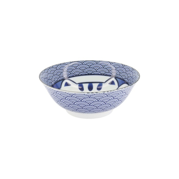 Ramen Bowl Kawaii Lucky Cat Blue, Porcelain, Ø 19.7 × 7 cm, 1 l, Item No. 20952