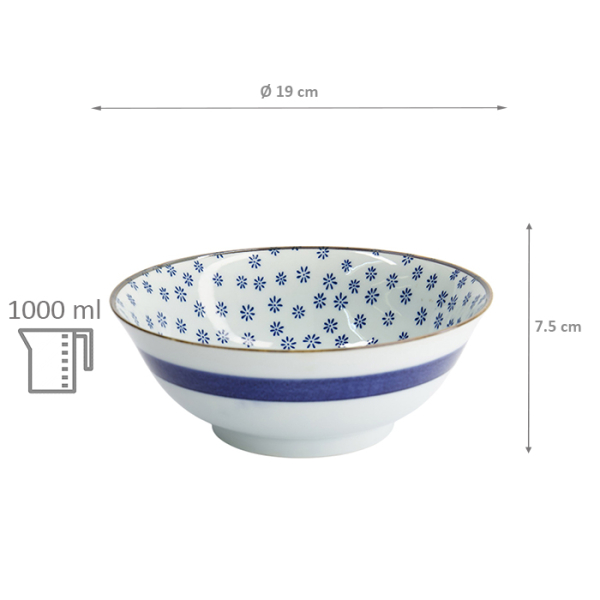 TDS, Bowl, Japan Flower, Mizu,  Ø 19 x 7.5 cm 1000 ml, Item No. 2096