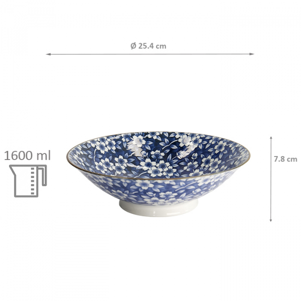 TDS, Ramen Bowl, Tokyo Blue, Mixed Bowls, Sakura, Ø 25.4 x 7.8 cm 1600 ml  - Item No. 20965