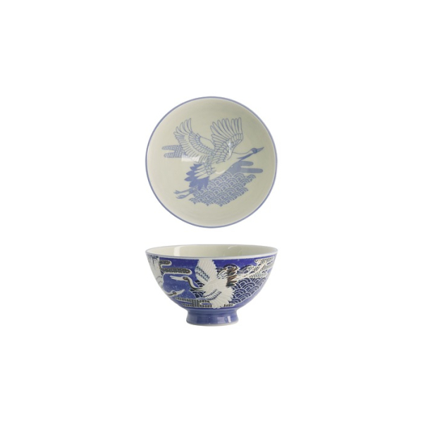 Tokyo Design Studio Reisschale Kawaii Crane Blau, Porzellan, Ø 11,5 × 6 cm, 300 ml