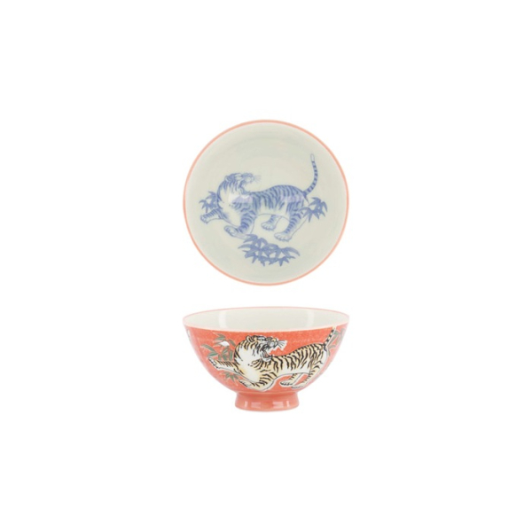 Tokyo Design Studio Reis-Schale, Kawaii-Tiger, Rot, Ø 11.5x6cm, 300ml