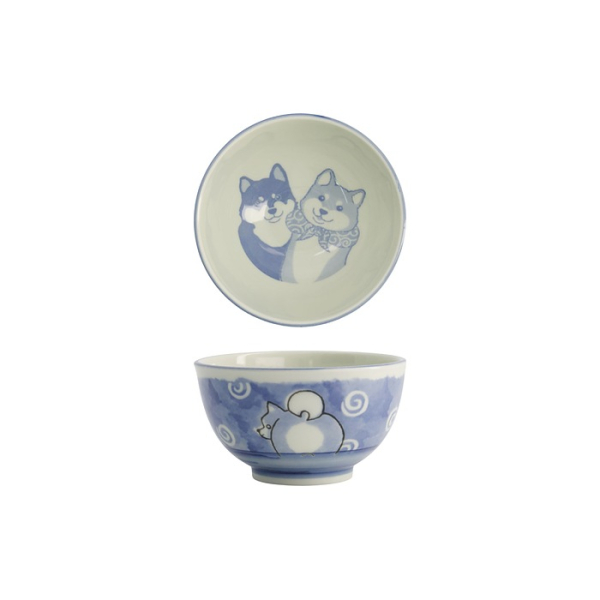 Tokyo Design Studio Reisschale Kawaii Shiba-Dog Blau, Porzellan, Ø 13 × 8 cm, 400 ml