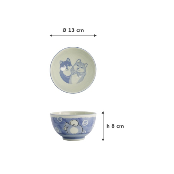 Reisschale Kawaii Shiba-Dog Blau, Porzellan, Ø 13 × 8 cm, 400 ml, Art.-Nr. 20990
