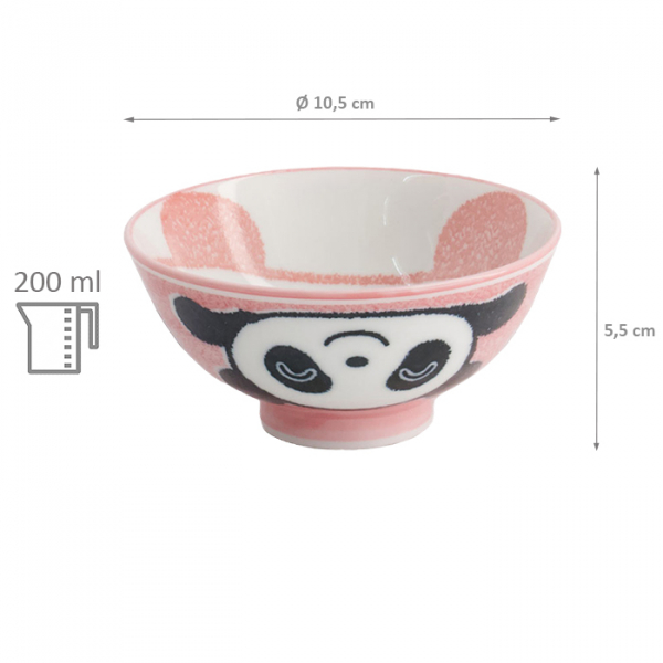 TDS, Rice Bowl, Kawaii Panda, Pink, Ø 10.5 x 5.5 cm, 200ml - Item No. 20999