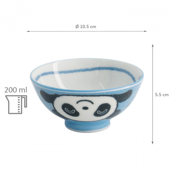 TDS, Rice Bowl, Kawaii Panda, Blue, Ø 10.5 x 5.5 cm, 200ml - Item No. 21000