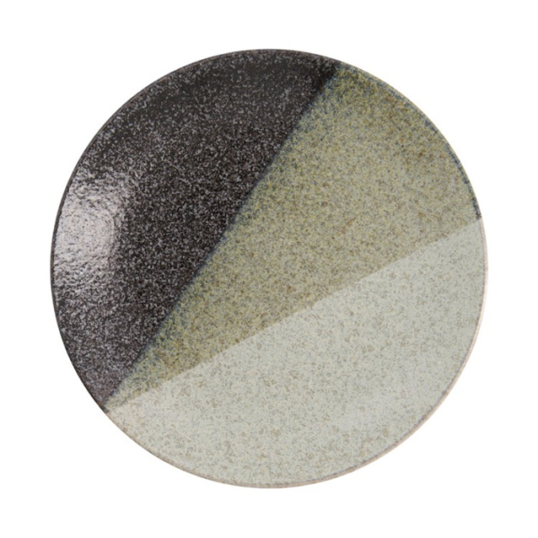 Large Round Plate Oboro Yamakage Black/Brown/White, Ceramic, Ø 28.5 × 3 cm, Item No. 21083