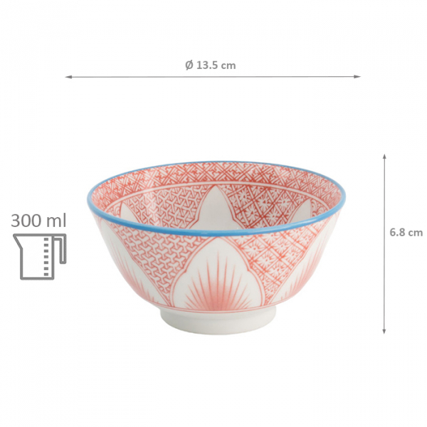 TDS, Small Tayo Bowl, Lily Flower , Red, Ø 13.5x6.8 cm, 300 ml - Item No: 21161