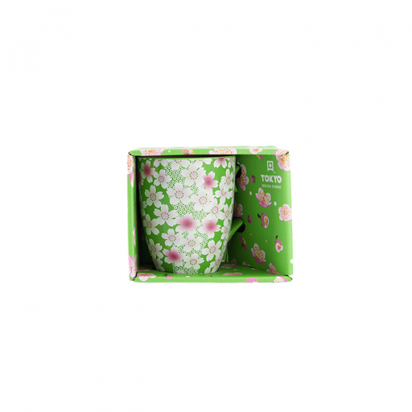 Green Kawaii Flower Mug W/Giftbox at g-HoReCa (picture 1 of 2)