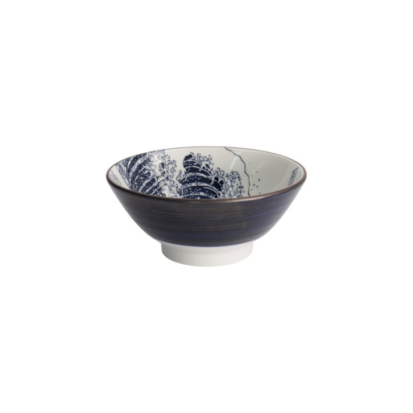 Ramen Bowl Hokusai Blue/White, Porcelain, Ø 17 × 8 cm, Item No. 21329