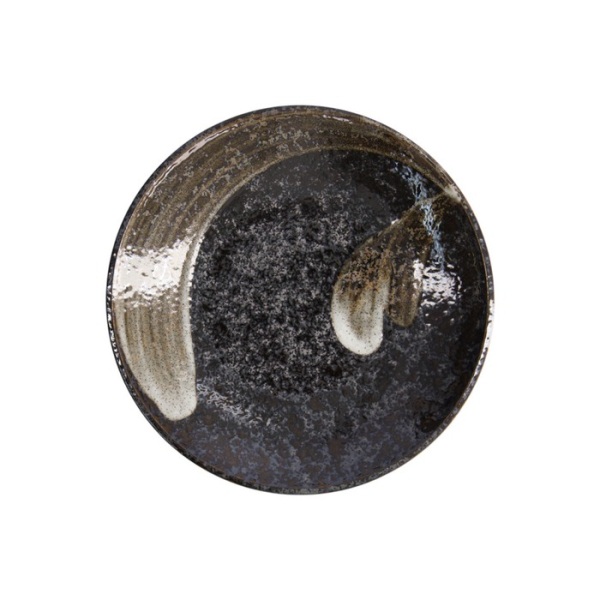 Plate Arahake Black/Brown, Stoneware, Ø 22.7 × 3.1 cm, Item No. 21425