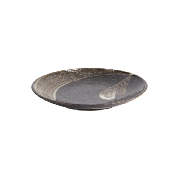 Plate Arahake Black/Brown, Stoneware, Ø 22.7 × 3.1 cm, Item No. 21425