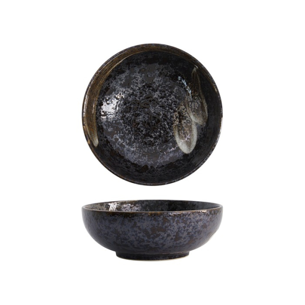 Tokyo Design Studio Rice Bowl Arahake Black/Brown, Stoneware, Ø 17 × 7 cm, 800 ml