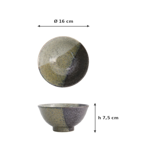 Bowl Oboro Yamakage Black/Brown/White, Ceramic, Ø 16 × 7.5 cm, Item No. 21441