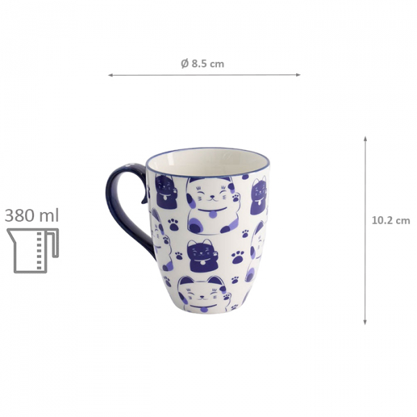 8.5x10.2cm Kawaii Lucky Cat Mug W/Giftbox Blue Cat at g-HoReCa (picture 5 of 5)