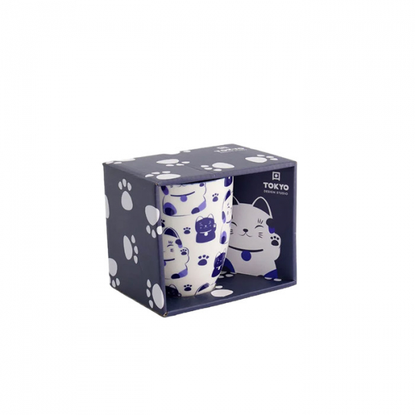 8.5x10.2cm Kawaii Lucky Cat Mug W/Giftbox Blue Cat at g-HoReCa (picture 1 of 5)