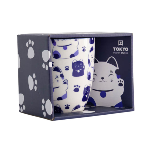 8.5x10.2cm Kawaii Lucky Cat Mug W/Giftbox Blue Cat at g-HoReCa (picture 3 of 5)