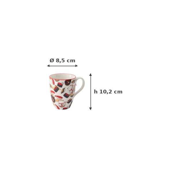 Mug Kawaii Lucky Cat Sushi Multicolour in Gift Box, Porcelain, Ø 8.5 × 10.2 cm, 380 ml, Item No. 21530