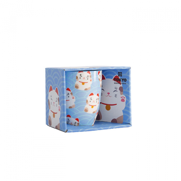 Wh/Bl Kawaii Lucky Cat Mug W/Giftbox at g-HoReCa (picture 2 of 6)