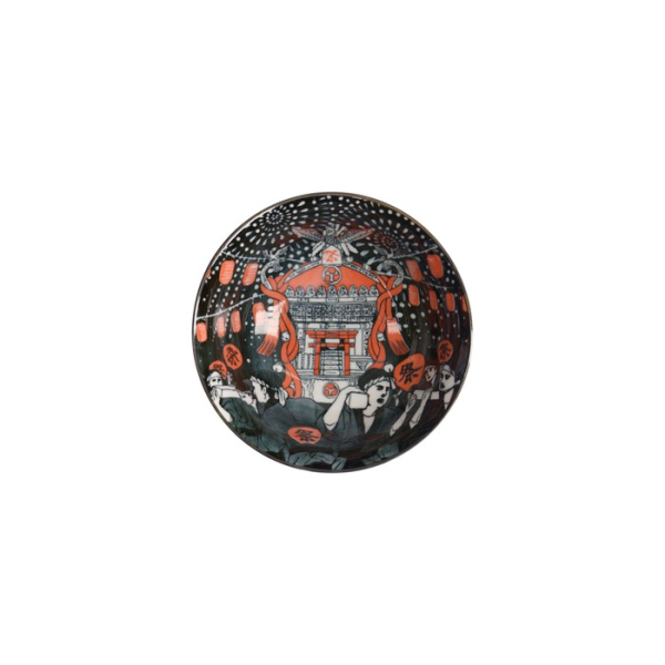 Rice Bowl Asakusa Matsuri Red/Black, Porcelain, Ø 14.8 × 7 cm, 550 ml, Item No. 21553