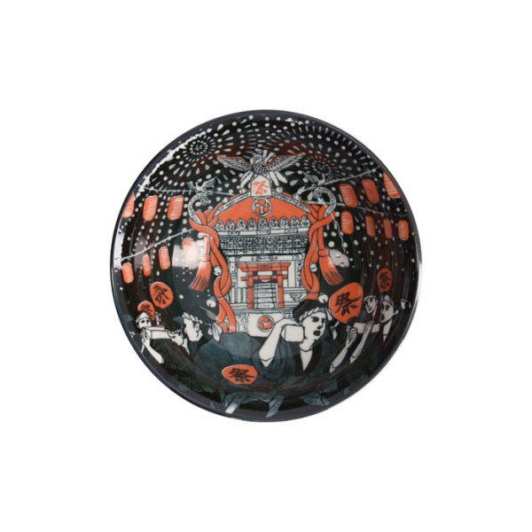 Noodle Bowl Asakusa Matsuri White/Black, Porcelain, Ø 20.5 × 8 cm, 1.25 l, Item No. 21554