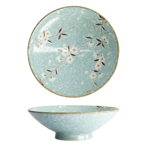 Tokyo Design Studio Bowl Light Blue Sakura, Porcelain, Ø 24 × 8 cm, 1.4 l