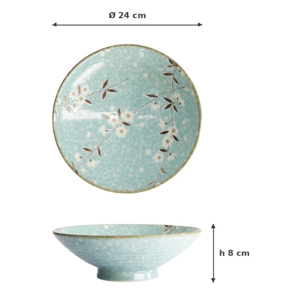 Bowl Light Blue Sakura, Porcelain, Ø 24 × 8 cm, 1.4 l, Item No. 21587