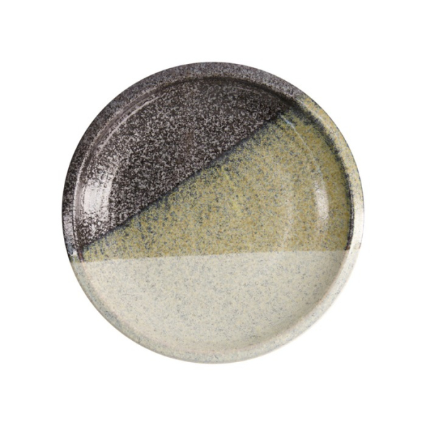 Large Round Plate Oboro Yamakage Black/Brown/White, Ceramic, Ø 24.8 × 3.5 cm, Item No. 21617