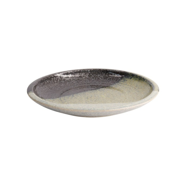 Large Round Plate Oboro Yamakage Black/Brown/White, Ceramic, Ø 24.8 × 3.5 cm, Item No. 21617