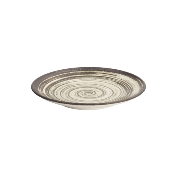 Plate Asashio Black/White, Stoneware, Ø 22.7 × 3.1 cm, Item No. 21627